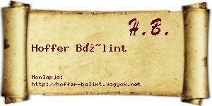 Hoffer Bálint névjegykártya